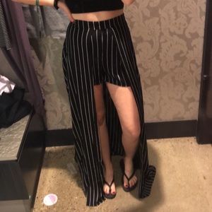 Black and white pinstripe shorts